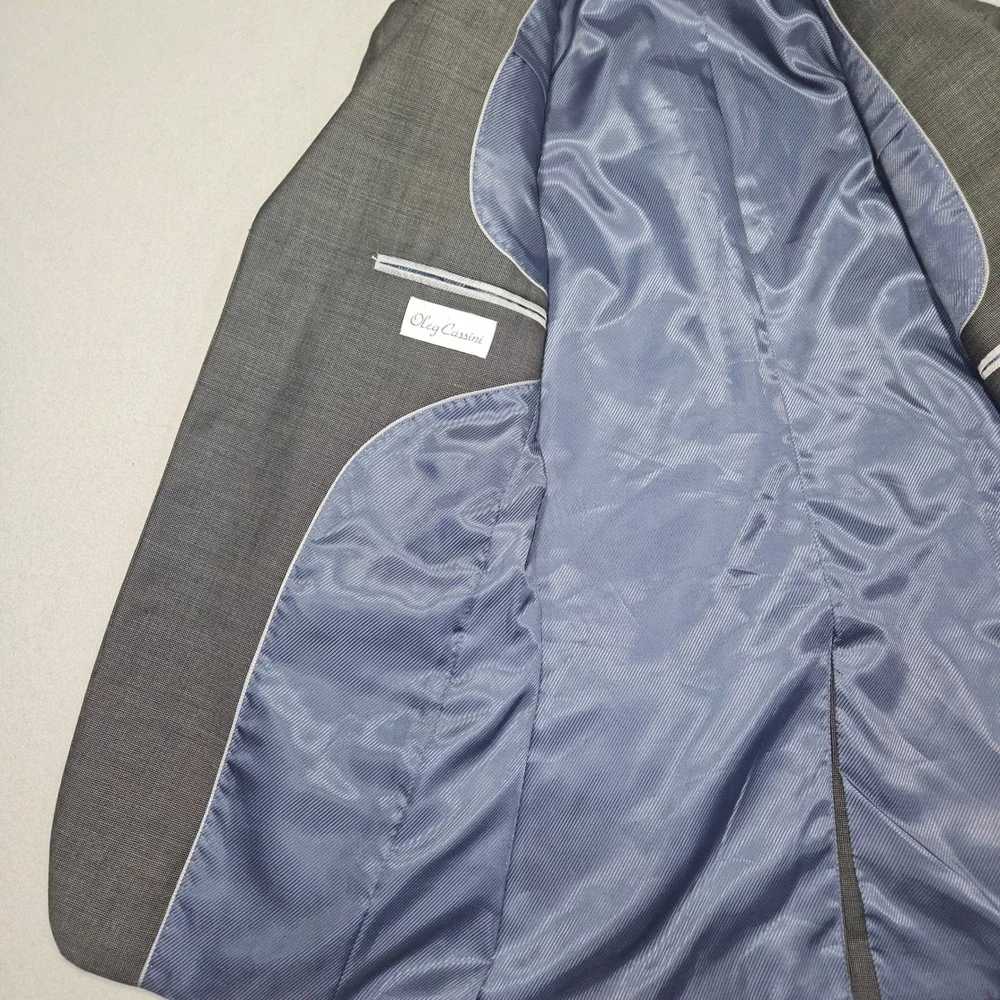 Oleg Cassini 3-Button Wool Blazer Sport Coat Gray Sharkskin Sz 37R